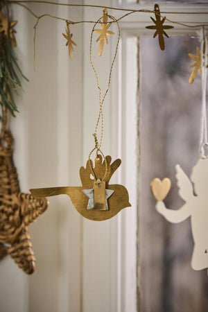 Messing julepynt fugl