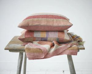 ML Fabrics Multi stripe Red Cushion Cover