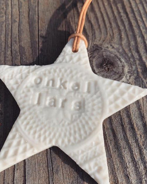 Stjerne med navn - porcelæn