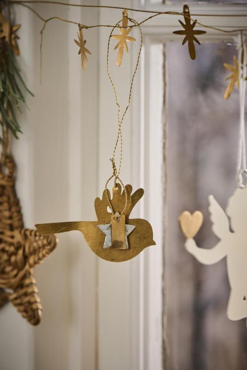 Messing julepynt fugl