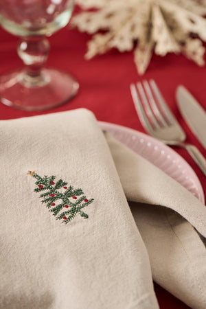 Stofserviet med juletræ