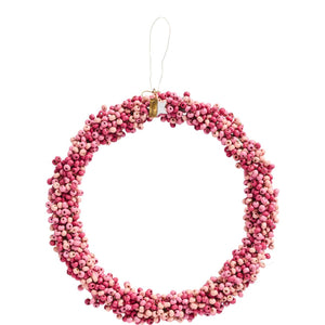 Krans af rosa træperler