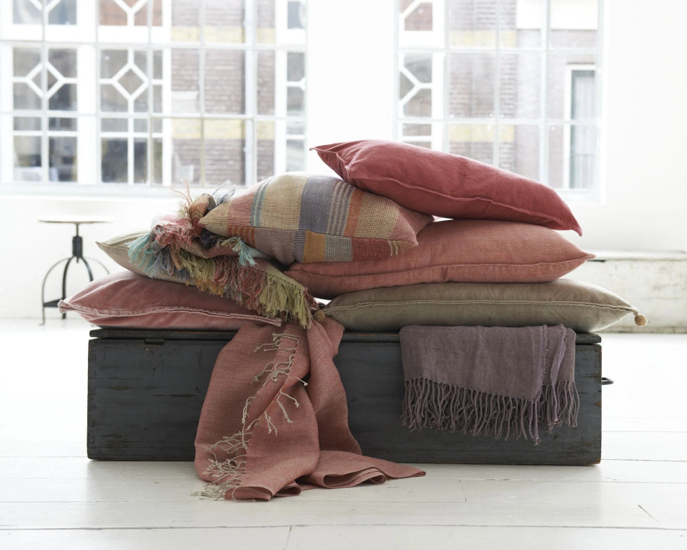 ML Fabrics Multi stripe Red Cushion Cover