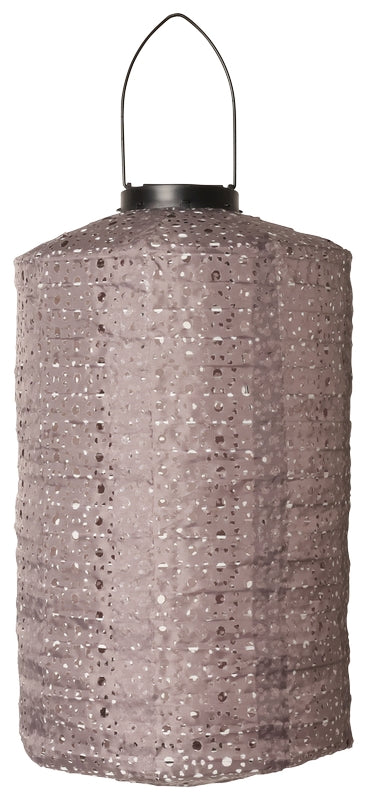 Lanterne med solceller cylinder grå