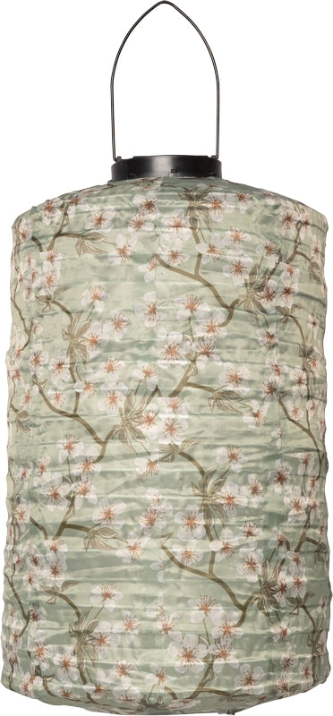 Lanterne med solceller cylinder grøn blomst