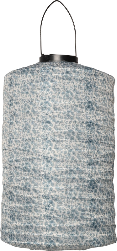 Lanterne med solceller cylinder støvet blå blomst