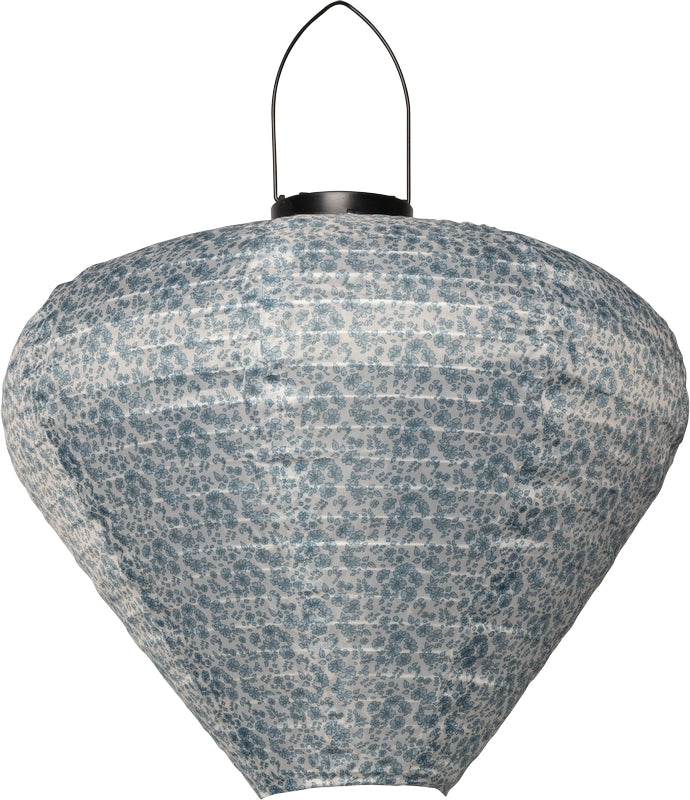 Lanterne med solceller konisk støvet blå blomst