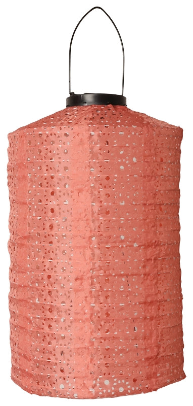 Lanterne med solceller cylinder pink