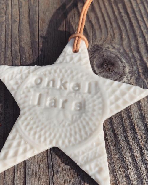 Stjerne med navn - porcelæn